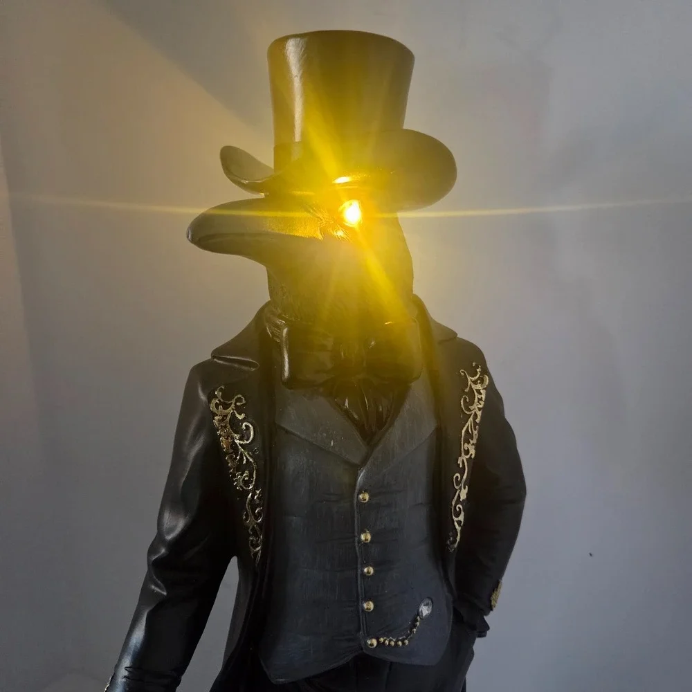 Hallow's Eve Raven Gentleman LED Light Up Eyes Halloween Figurine 20 Inch